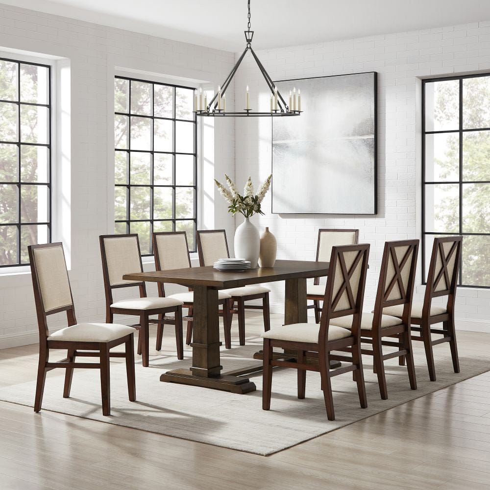 Crosley Furniture - Joanna 9-Piece Dining Table Set For 8 - Table & 8 Upholstered Back Chairs - KF13069DO-DO view 6