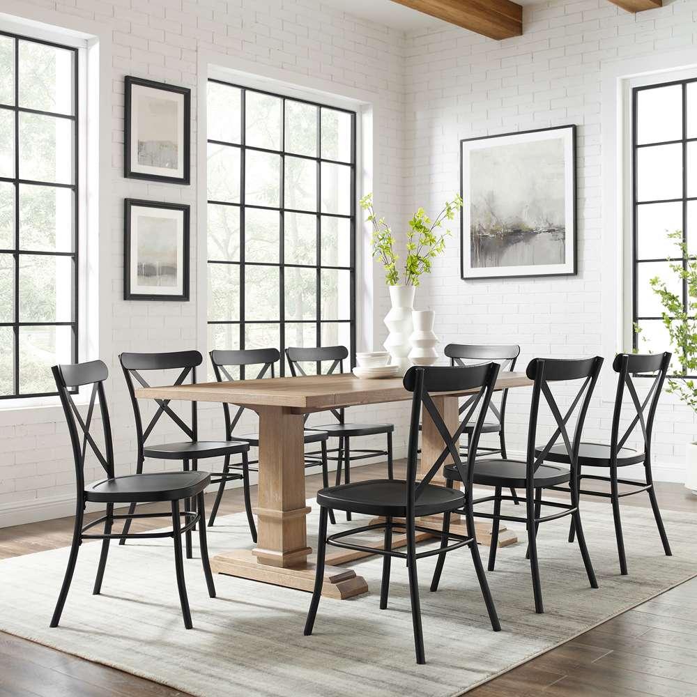 Crosley Furniture - Joanna 9Pc Dining Set W/Camille Chairs Matte Black/ Rustic Brown - Table & 8 Chairs - KF20009RB-MB veiw 1