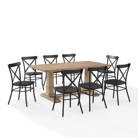 Crosley Furniture - Joanna 9Pc Dining Set W/Camille Chairs Matte Black/ Rustic Brown - Table & 8 Chairs - KF20009RB-MB veiw 2