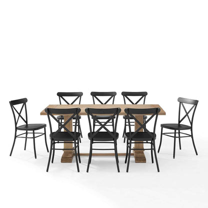 Crosley Furniture - Joanna 9Pc Dining Set W/Camille Chairs Matte Black/ Rustic Brown - Table & 8 Chairs - KF20009RB-MB veiw 3