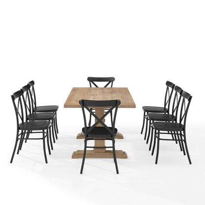 Crosley Furniture - Joanna 9Pc Dining Set W/Camille Chairs Matte Black/ Rustic Brown - Table & 8 Chairs - KF20009RB-MB veiw 4