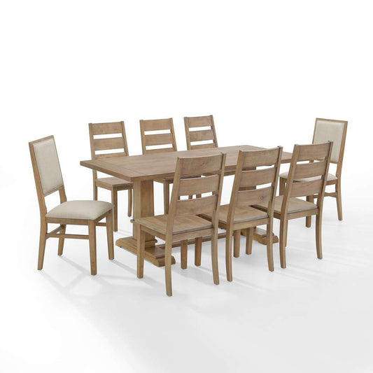 Crosley Furniture - Joanna 9Pc Dining Set Rustic Brown /Creme - Table, 6 Ladder Back Chairs, & 2 Upholstered Back Chairs - KF13071RB-RB view 2