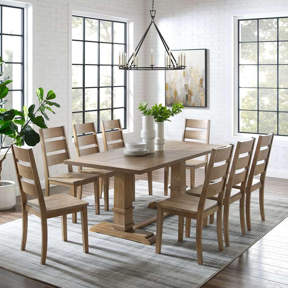 Crosley Furniture - Joanna 9Pc Dining Set Rustic Brown - Table & 8 Ladder Back Chairs - KF13068RB-RB view 1