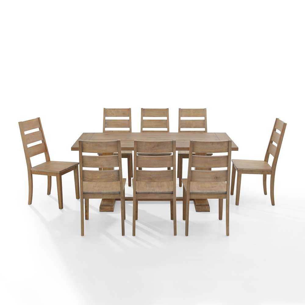 Crosley Furniture - Joanna 9Pc Dining Set Rustic Brown - Table & 8 Ladder Back Chairs - KF13068RB-RB veiw 3