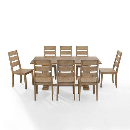Crosley Furniture - Joanna 9Pc Dining Set Rustic Brown - Table & 8 Ladder Back Chairs - KF13068RB-RB veiw 3