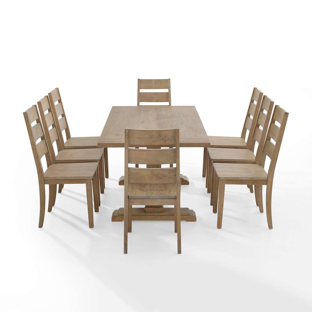 Crosley Furniture - Joanna 9Pc Dining Set Rustic Brown - Table & 8 Ladder Back Chairs - KF13068RB-RB veiw 4