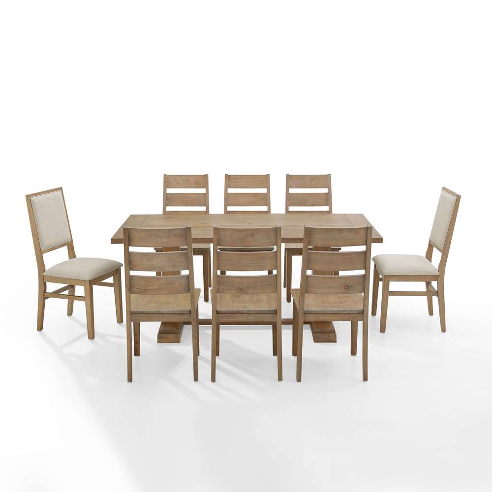 Crosley Furniture - Joanna 9Pc Dining Set Rustic Brown /Creme - Table, 6 Ladder Back Chairs, & 2 Upholstered Back Chairs - KF13071RB-RB veiw 3