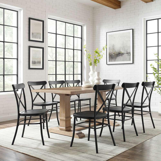 Crosley Furniture - Joanna 9Pc Dining Set W/Camille Chairs Matte Black/ Rustic Brown - Table & 8 Chairs - KF20009RB-MB view 1