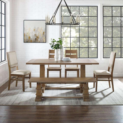 Crosley Furniture - Joanna 6Pc Dining Set Rustic Brown - Table, Bench, 2 Ladder Back Chairs, and 2 Upholstered Chairs - KF20022RB veiw 2