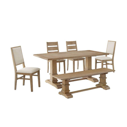 Crosley Furniture - Joanna 6Pc Dining Set Rustic Brown - Table, Bench, 2 Ladder Back Chairs, and 2 Upholstered Chairs - KF20022RB veiw 3