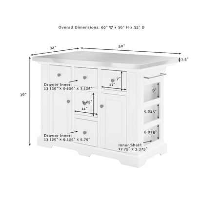 Crosley Furniture - Julia Island With Uph Saddle Stools White/Black - Kitchen Island, 2 Counter Height Bar Stools - KF30062WH-BK veiw 3