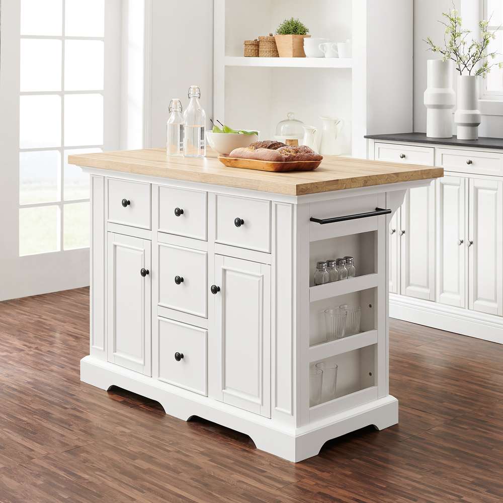 Crosley Furniture - Julia Wood Top Kitchen Island White/Natural - KF30025WH-NA veiw 1