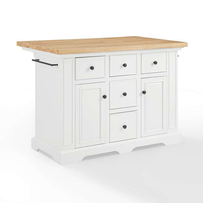 Crosley Furniture - Julia Wood Top Kitchen Island White/Natural - KF30025WH-NA veiw 2