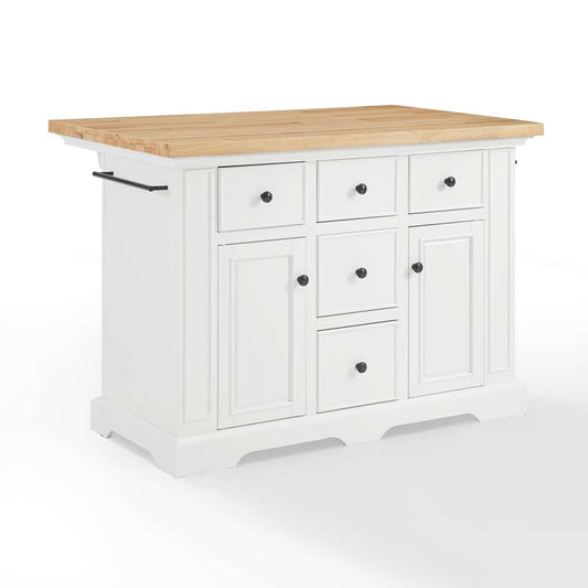 Crosley Furniture - Julia Wood Top Kitchen Island White/Natural - KF30025WH-NA veiw 2