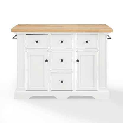 Crosley Furniture - Julia Wood Top Kitchen Island White/Natural - KF30025WH-NA veiw 3
