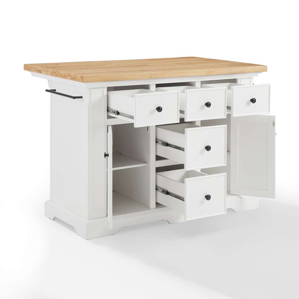 Crosley Furniture - Julia Wood Top Kitchen Island White/Natural - KF30025WH-NA veiw 4