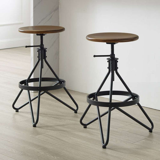 Crosley Furniture - Kalen 2Pc Adjustable Height Swivel Stool Set Brown/Matte Black - 2 Stools - KF13110BR veiw 1