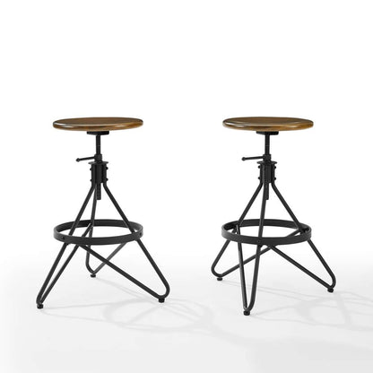 Crosley Furniture - Kalen 2Pc Adjustable Height Swivel Stool Set Brown/Matte Black - 2 Stools - KF13110BR veiw 2