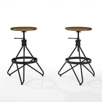 Crosley Furniture - Kalen 2Pc Adjustable Height Swivel Stool Set Brown/Matte Black - 2 Stools - KF13110BR veiw 3