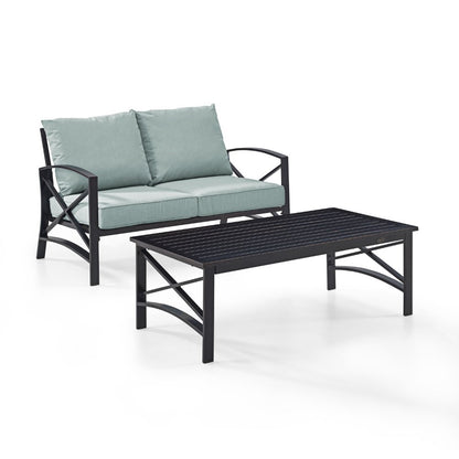 Crosley Furniture - Kaplan 2 Pc Outdoor Seating Set With Mist Cushion - Loveseat, Coffee Table - KO60010BZ-MI veiw 1
