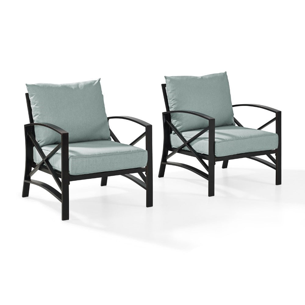 Crosley Furniture - Kaplan 2 Pc Outdoor Seating Set With Mist Cushion - Two Outdoor Chairs - KO60013BZ-MI veiw 1