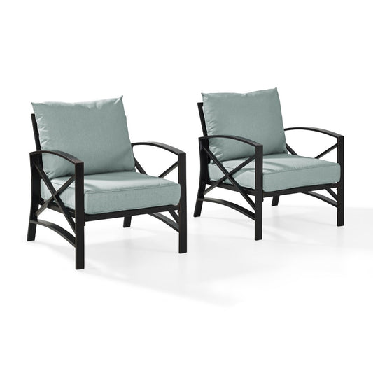 Crosley Furniture - Kaplan 2 Pc Outdoor Seating Set With Mist Cushion - Two Outdoor Chairs - KO60013BZ-MI veiw 1