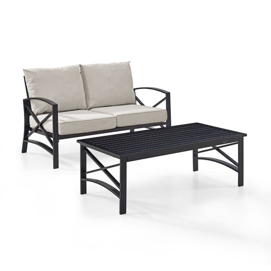 Crosley Furniture - Kaplan 2 Pc Outdoor Seating Set With Oatmeal Cushion - Loveseat, Coffee Table - KO60010BZ-OL veiw 1