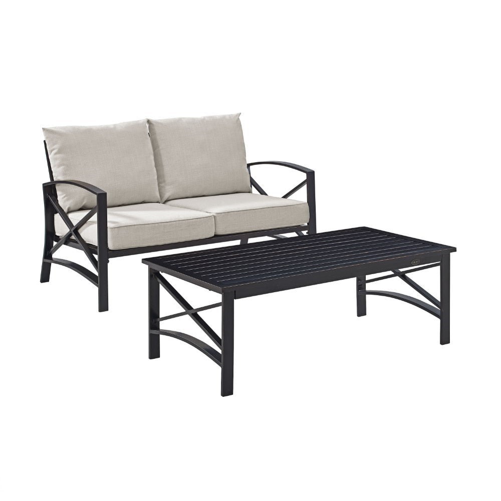 Crosley Furniture - Kaplan 2 Pc Outdoor Seating Set With Oatmeal Cushion - Loveseat, Coffee Table - KO60010BZ-OL veiw 2
