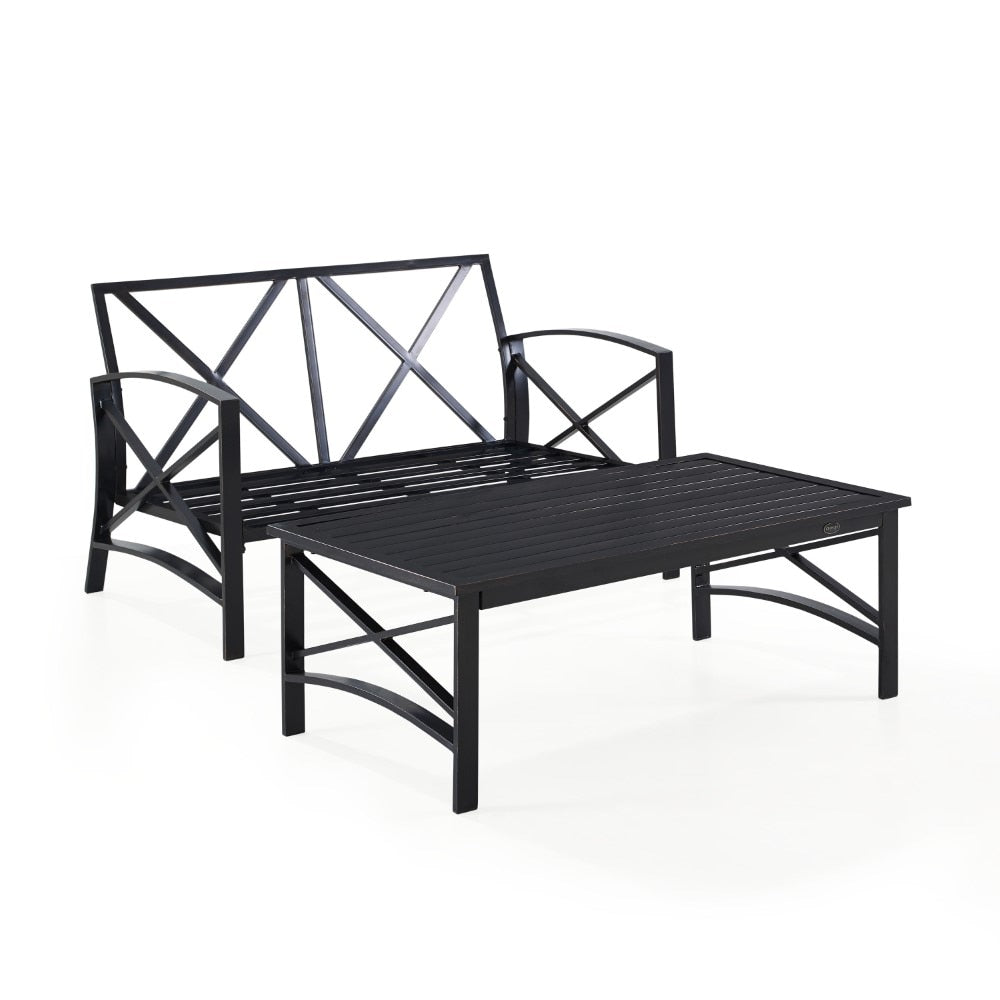 Crosley Furniture - Kaplan 2 Pc Outdoor Seating Set With Oatmeal Cushion - Loveseat, Coffee Table - KO60010BZ-OL veiw 5