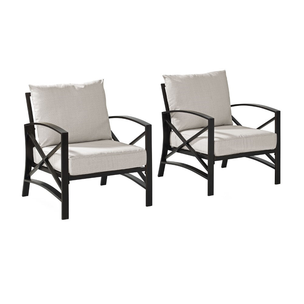 Crosley Furniture - Kaplan 2 Pc Outdoor Seating Set With Oatmeal Cushion - Two Outdoor Chairs - KO60013BZ-OL veiw 2