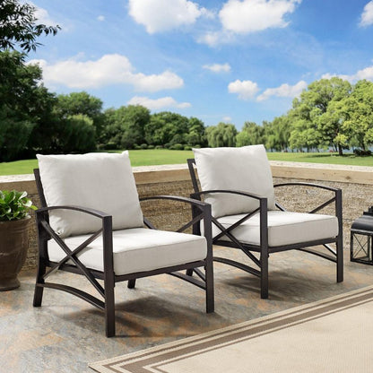 Crosley Furniture - Kaplan 2 Pc Outdoor Seating Set With Oatmeal Cushion - Two Outdoor Chairs - KO60013BZ-OL veiw 3