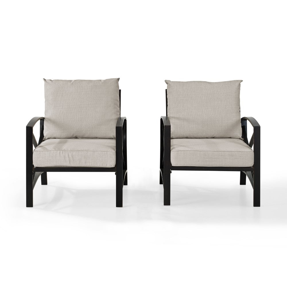 Crosley Furniture - Kaplan 2 Pc Outdoor Seating Set With Oatmeal Cushion - Two Outdoor Chairs - KO60013BZ-OL veiw 4