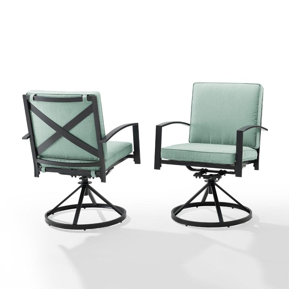 Crosley Furniture - Kaplan 2 Piece Outdoor Dining Swivel Chair Set Mist/Oil Rubbed Bronze - 2 Swivel Chairs - KO60026BZ-MI view 2