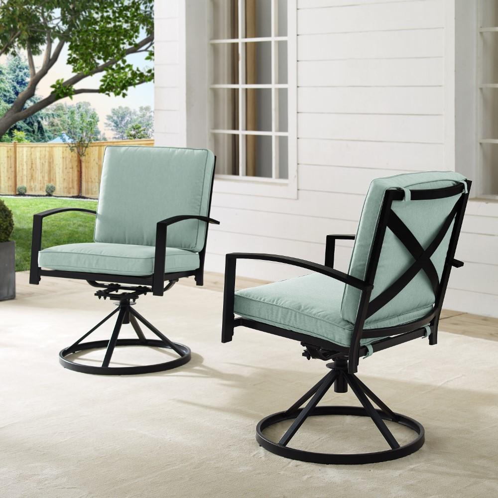 Crosley Furniture - Kaplan 2 Piece Outdoor Dining Swivel Chair Set Mist/Oil Rubbed Bronze - 2 Swivel Chairs - KO60026BZ-MI view 9