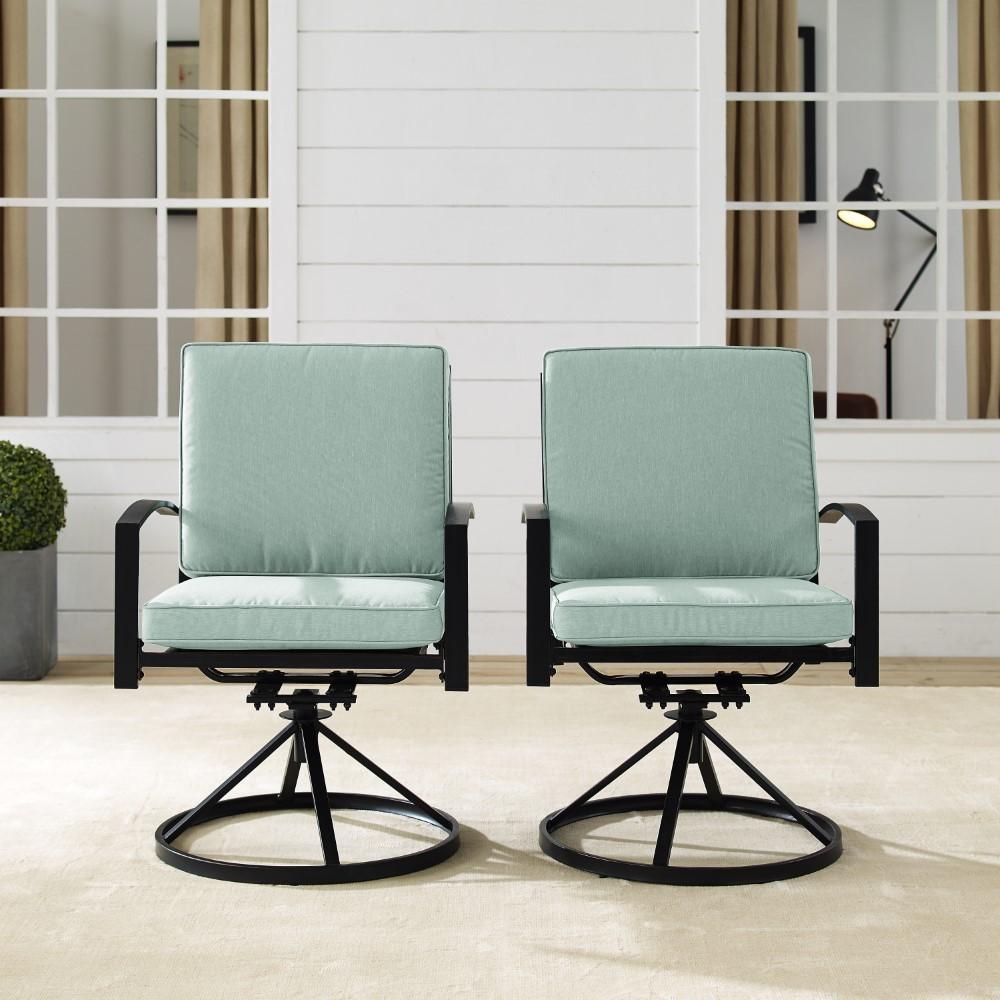 Crosley Furniture - Kaplan 2 Piece Outdoor Dining Swivel Chair Set Mist/Oil Rubbed Bronze - 2 Swivel Chairs - KO60026BZ-MI view 10