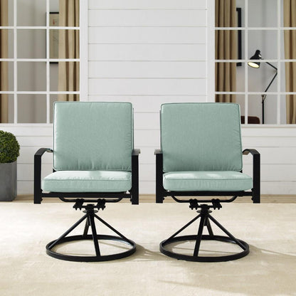 Crosley Furniture - Kaplan 2 Piece Outdoor Dining Swivel Chair Set Mist/Oil Rubbed Bronze - 2 Swivel Chairs - KO60026BZ-MI view 10