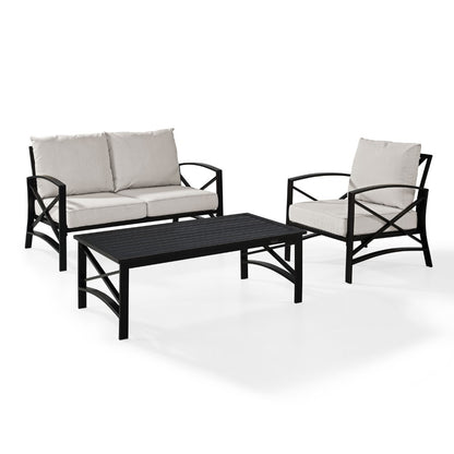 Crosley Furniture - Kaplan 3 Pc Outdoor Seating Set With Oatmeal Cushion - Loveseat, Chair , Coffee Table - KO60014BZ-OL veiw 1