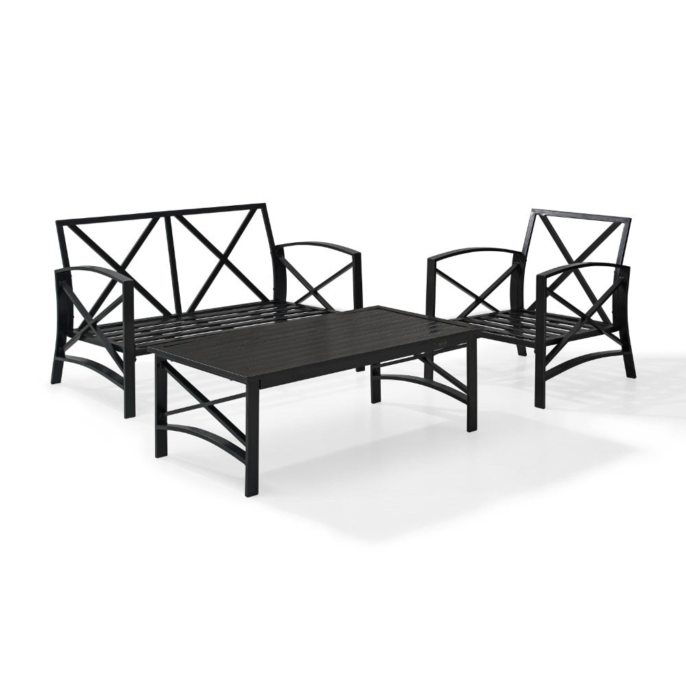 Crosley Furniture - Kaplan 3 Pc Outdoor Seating Set With Oatmeal Cushion - Loveseat, Chair , Coffee Table - KO60014BZ-OL veiw 6