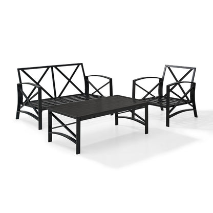 Crosley Furniture - Kaplan 3 Pc Outdoor Seating Set With Oatmeal Cushion - Loveseat, Chair , Coffee Table - KO60014BZ-OL veiw 6