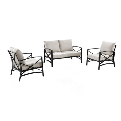 Crosley Furniture - Kaplan 3 Pc Outdoor Seating Set With Oatmeal Cushion - Loveseat, Two Outdoor Chairs - KO60011BZ-OL veiw 2