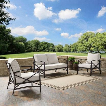 Crosley Furniture - Kaplan 3 Pc Outdoor Seating Set With Oatmeal Cushion - Loveseat, Two Outdoor Chairs - KO60011BZ-OL veiw 3