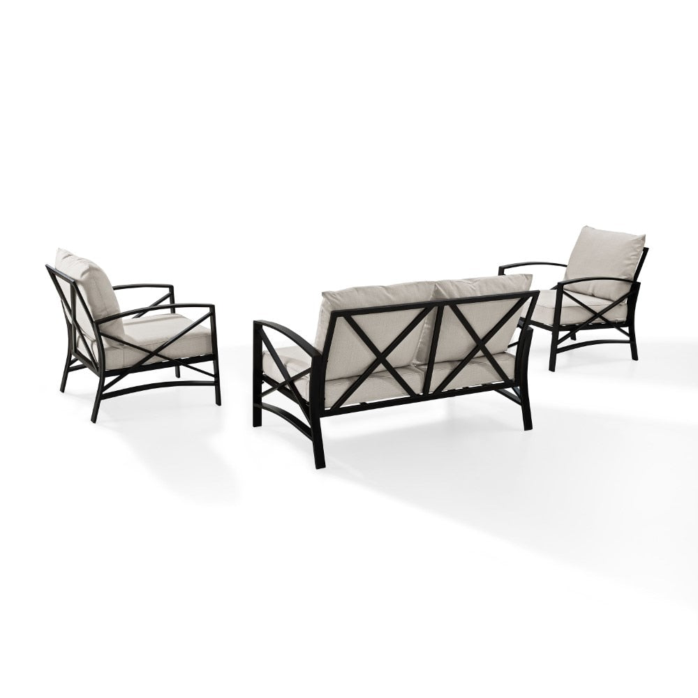 Crosley Furniture - Kaplan 3 Pc Outdoor Seating Set With Oatmeal Cushion - Loveseat, Two Outdoor Chairs - KO60011BZ-OL veiw 5