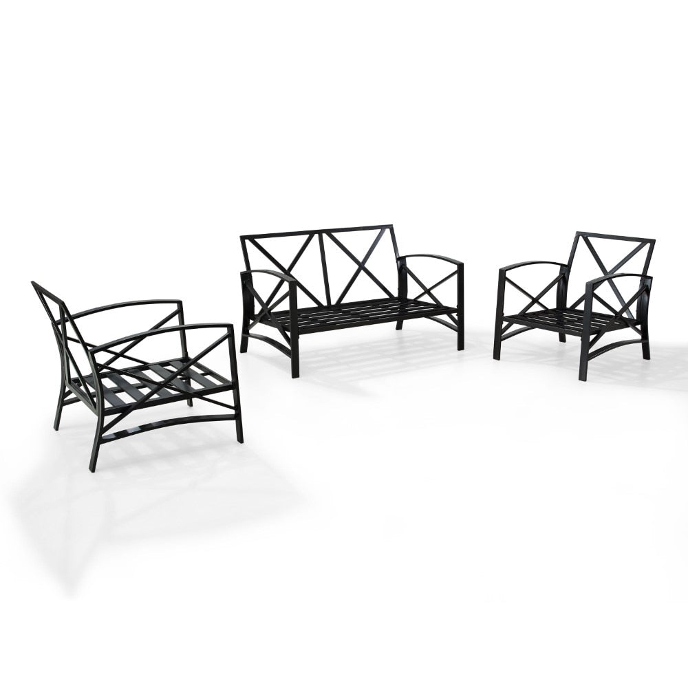 Crosley Furniture - Kaplan 3 Pc Outdoor Seating Set With Oatmeal Cushion - Loveseat, Two Outdoor Chairs - KO60011BZ-OL veiw 6