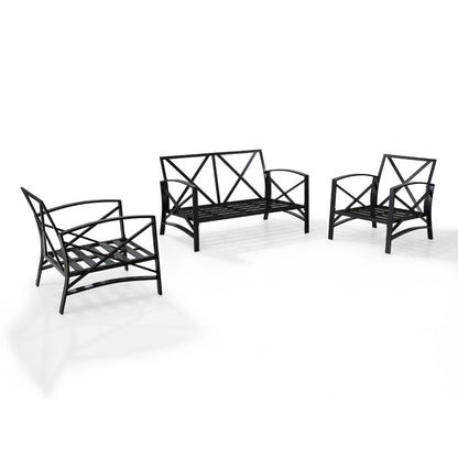 Crosley Furniture - Kaplan 3 Pc Outdoor Seating Set With Oatmeal Cushion - Loveseat, Two Outdoor Chairs - KO60011BZ-OL veiw 6