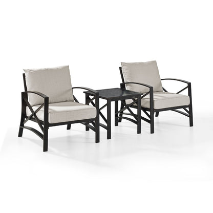 Crosley Furniture - Kaplan 3 Pc Outdoor Seating Set With Oatmeal Cushion - Two Chairs, Side Table - KO60016BZ-OL veiw 1