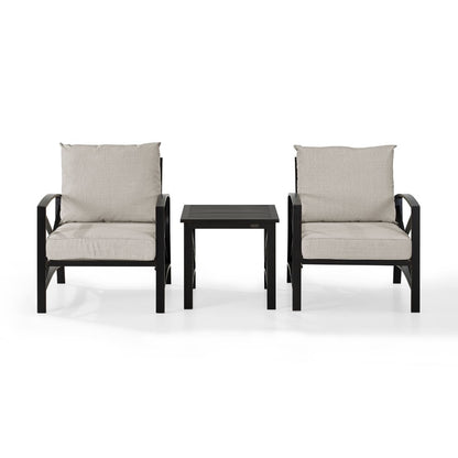 Crosley Furniture - Kaplan 3 Pc Outdoor Seating Set With Oatmeal Cushion - Two Chairs, Side Table - KO60016BZ-OL veiw 4
