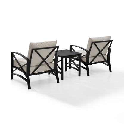 Crosley Furniture - Kaplan 3 Pc Outdoor Seating Set With Oatmeal Cushion - Two Chairs, Side Table - KO60016BZ-OL veiw 5