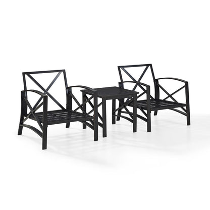 Crosley Furniture - Kaplan 3 Pc Outdoor Seating Set With Oatmeal Cushion - Two Chairs, Side Table - KO60016BZ-OL veiw 6
