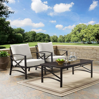 Crosley Furniture - Kaplan 3 Pc Outdoor Seating Set With Oatmeal Cushion - Two Outdoor Chairs, Coffee Table - KO60012BZ-OL veiw 3