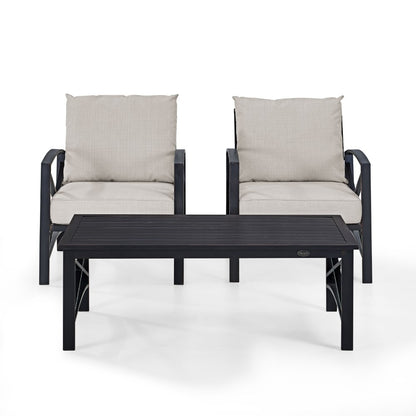 Crosley Furniture - Kaplan 3 Pc Outdoor Seating Set With Oatmeal Cushion - Two Outdoor Chairs, Coffee Table - KO60012BZ-OL veiw 4